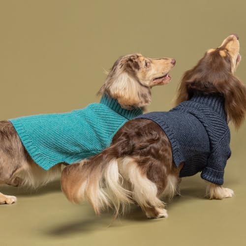 Fitwarm Turtleneck Dog Knitted Sweater, Thermal Winter Clothes for Small Dogs - Boy, Girl, Doggy Pullover Jumper, Pet Outfit, Teal Blue, XS - color: Steel Blue, size: X-Small