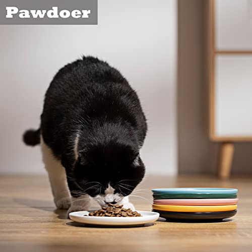 Ceramic Shallow Cat Dish 6 inch, Whisker Fatigue Free Cat Food Bowls, Wide and Small Pet Plate for Kitten and Kitty, Short Legged Munchkin Cat - color: 3 Pack - Khaki & Creamy & Pale Green