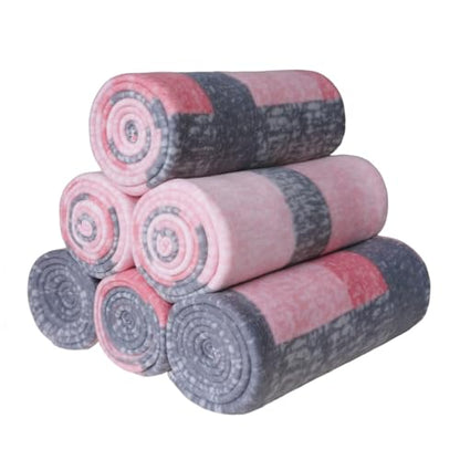 ZYFZCYBL Fleece Throw Blankets for Couch Bulk Lightweight Warm Soft Cozy Blanket 6 Pack Bulk Fleece Blanket Solid for Bed Couch Office Gifts Outdoor 50 x 60 inch Pink and Grey - color: Plaid (Pink and Grey)