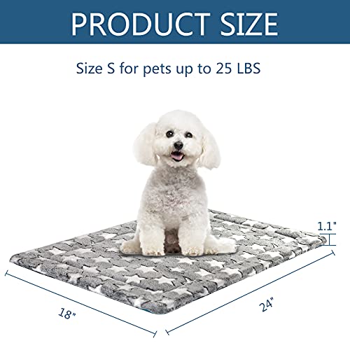 KROSER Fancy Crate Pad Bed Mat Reversible (Cool & Warm), Machine Washable, for Small to XXX-Large Dogs, Grey, Navy, Star Pattern - size: Small