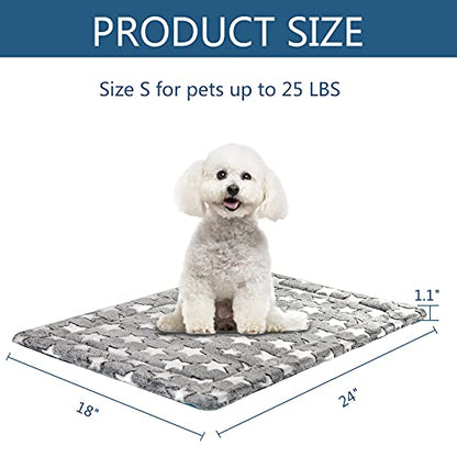 KROSER Fancy Crate Pad Bed Mat Reversible (Cool & Warm), Machine Washable, for Small to XXX-Large Dogs, Grey, Navy, Star Pattern - size: Small
