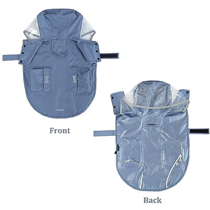 Waterproof Dog Raincoat, Adjustable Reflective Lightweight Pet Rain Clothes with Poncho Hood(Small, Blue&Grey) - color: Blue&Grey, size: Small(9-13lb)