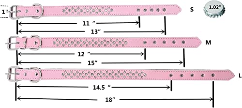 Rhinestones Pet Dog Collars Adjustable Sparkly Crystal Studded Genuine Leather Pet Collar for Small and Medium Dog 1" Wide (S(Neck 11-13"), Purple) - color: Purple, size: S(neck 11-13" )