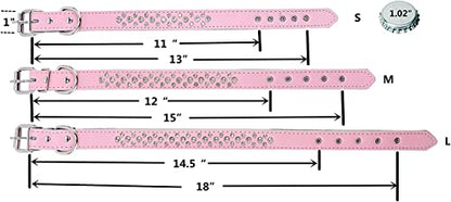 Rhinestones Pet Dog Collars Adjustable Sparkly Crystal Studded Genuine Leather Pet Collar for Small and Medium Dog 1" Wide (S(Neck 11-13"), Purple) - color: Purple, size: S(neck 11-13" )