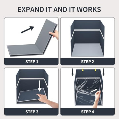 Aokeyee Cat Litter Box Enclosure Splash Guard, Extra Large 27"x22"x17" Foldable Waterproof Shield with Removable PVC Mat, Easy Clean Pet Litter Box Cover with 2 Hooks - color: Gray