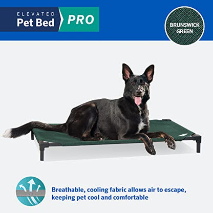 Coolaroo Pro Elevated Dog Bed - Low-Profile Access, Moisture-Resistant Cover, Breathable Fabric & Tool-Free Setup, Brunswick Green, Standard - color: Brunswick Green, size: Standard