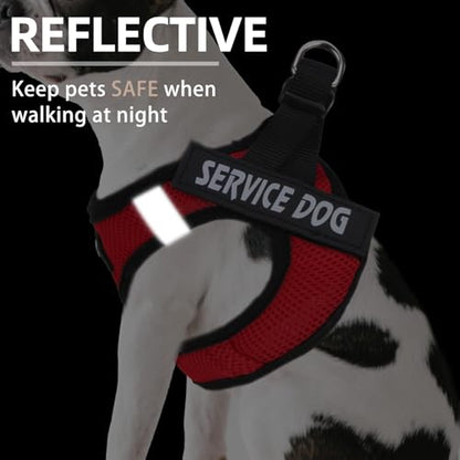 PUPTECK Service Dog Harness and Leash Set for Small Medium Dogs No Pull Step-in Soft Mesh Puppy with 2 Removable Patches Cat Vest Harnesses Reflective at Night, Red, S - color: #1 Red(Service Dog), size: S(CHEST 14.5"-16", 6.6-14 lbs)