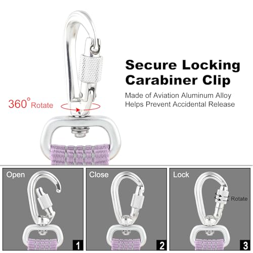 Plutus Pet Heavy Duty Dog Leash with Lockable Aluminum Carabiner, 4/6 Feet Long, Double-Sided Reflective Nylon, Padded Handle, for Puppy, Small, Medium and Large Dogs (Lilac Purple, 4/5" x 4') - color: Lilac Purple, size: 4/5" x 4'