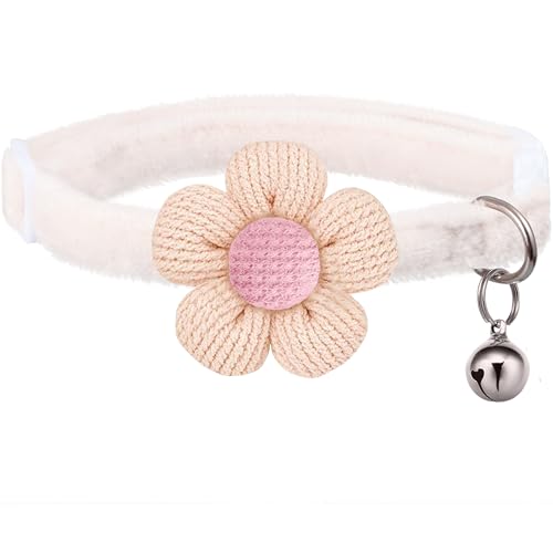 Breakaway Cat Collars with Bells, MUZIEBA Kitten Collar for Girl Boy Adjustable Safety Kitty Collars for Cats Puppy and Small Pets (White) - color: White