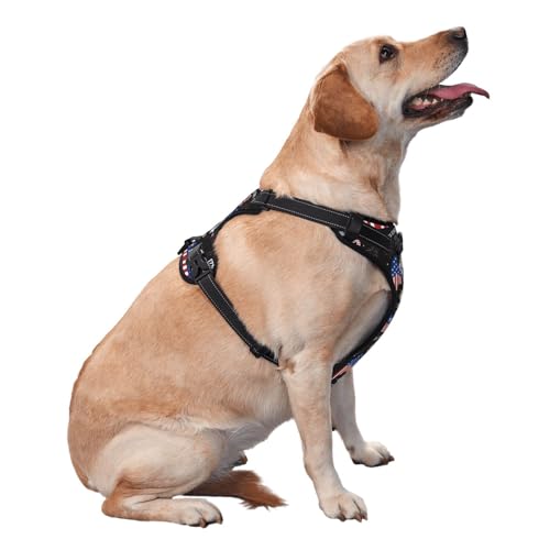 250 Years We the People Reflective Dog Harness No Pull Soft Vest Harness for Small Medium Large Dog Puppy Pets (Large Size) - color: 250 Years We the People, size: Large
