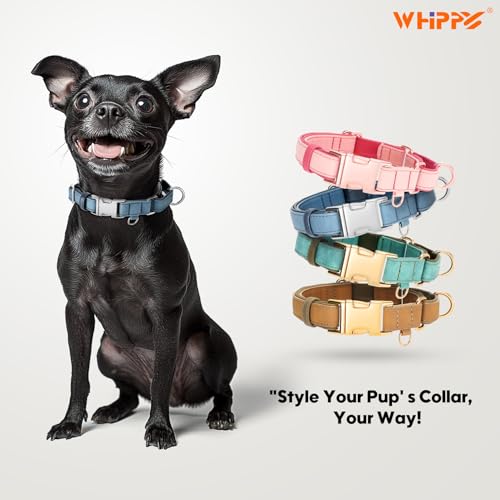 WHIPPY Vegan Leather Dog Collar No Slip Martingale Dog Collar with Quick Release Metal Buckle for Large Medium Small Dogs,Blue - color: blue, size: M:Fit 13-16" Neck