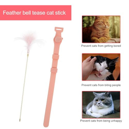Toddmomy Interactive Cat Teaser Feather Wand with Bell, Sturdy Spring Rod for Indoor Play, Pink Kitten for Cat Exercise and Mental Stimulation