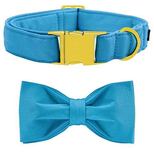 Maca Bates Blue Dog Collar with Bow Tie for Dogs Solid Colors Bowtie Soft Adjustable Breakaway Puppy Collars Birthday Gift for Small Medium Large Boy Girl Male Female Puppies Pets - color: suit-sky blue, size: XS