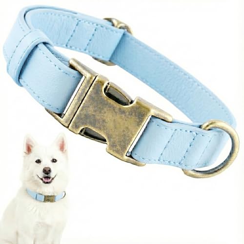 Dog Collars for Medium Dogs Silicone Leather Dog Collars Soft Flexible Waterproof Odor-Proof Durable Thick Classic Adjustable Pet Puppy Collar (Blue, Medium (12.5-20" Neck)) - color: Blue, size: Medium (12.5-20" Neck)