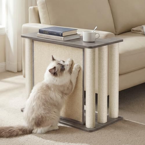 Veehoo Couch Protector from Cat Claws, Couch End Table with Cat Scratch Panel and Scratching Posts, Pet Corner Sofa Side Table Scratcher, Gray, Right - color: Gray - Right