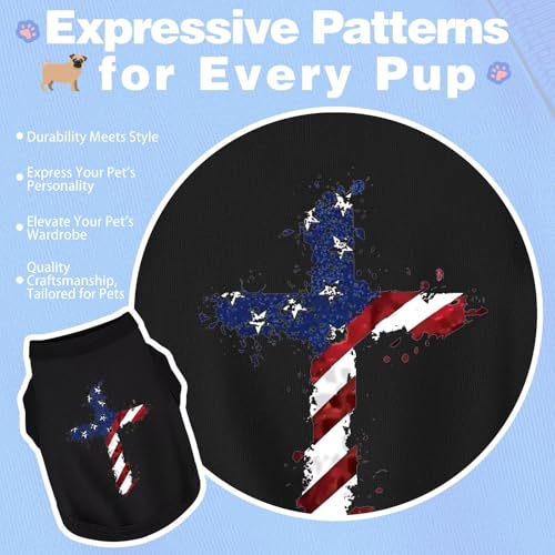 Discover Cozy Cotton Canine Wear: Soft, Lightweight, and Breathable Dog Shirt Vest with Eye-Catching Graphics, Keeping Your Furry Friend Warm and Comfy! Cross Flag L - color: Cross Flag Style, size: Large