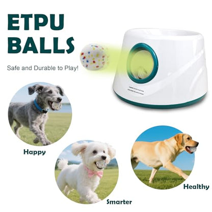 MEKAPLE Automatic Dog Ball Launcher, Upgraded Interactive Dogs Balls Thrower for Small and Medium Dogs, Distance Adjustable Mental Stimulating Dog Toys with 4 Durable Etpu Balls 2.2 Inch (Dark Green) - color: Dark Green