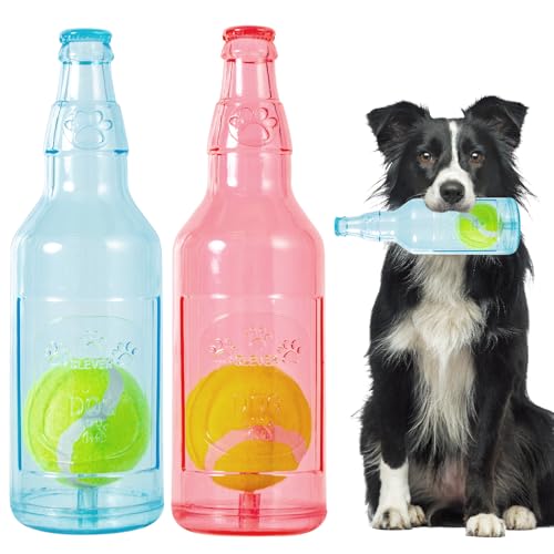Dog Toy, Dog Squeak Toy, Floating Dog Toy, Interactive Fetch Toy for Play and Training, Bottle Shape with Tennis Ball Inside (Set of Two Large) - color: set of two large