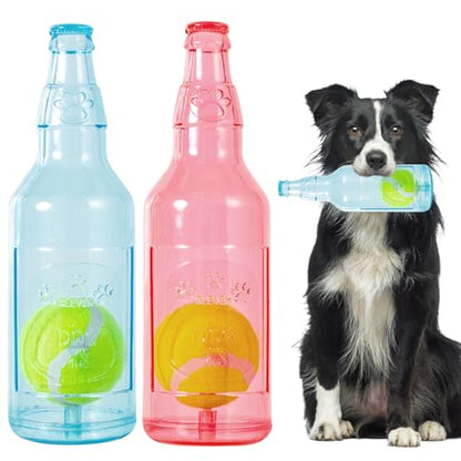 Dog Toy, Dog Squeak Toy, Floating Dog Toy, Interactive Fetch Toy for Play and Training, Bottle Shape with Tennis Ball Inside (Set of Two Large) - color: set of two large