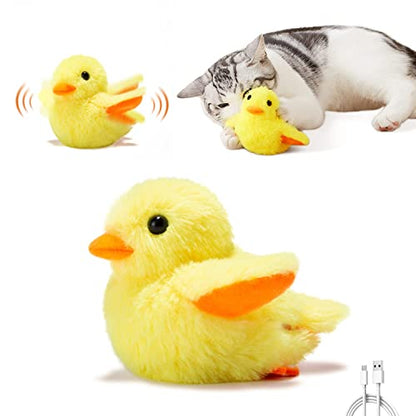 Potaroma Cat Toys Rechargeable Flapping Duck with SilverVine Catnip, Lifelike Quack Chirping, Touch Activated Kitten Kicker Plush Interactive Exercise Toys for All Breeds - size: 4.0 inches, style: Duck