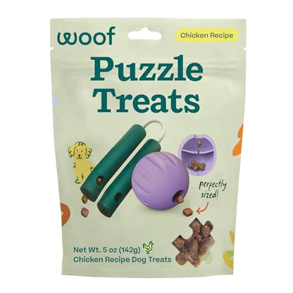 WOOF Air-Dried Puzzle Treats - Refill Treats Sized Puzzle Toys - The Perfect Dog and Puppy Training Treats - Made with Real Chicken - 5 oz