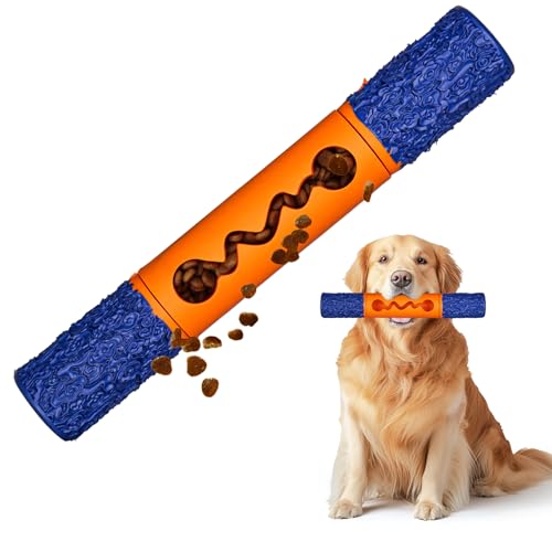 Stick Interactive Dog Toy 9” in Outdoor Dog Toy for Aggressive Chewers Tough Natural Rubber Chew Toys (Blue&Orange) - color: Blue&Orange