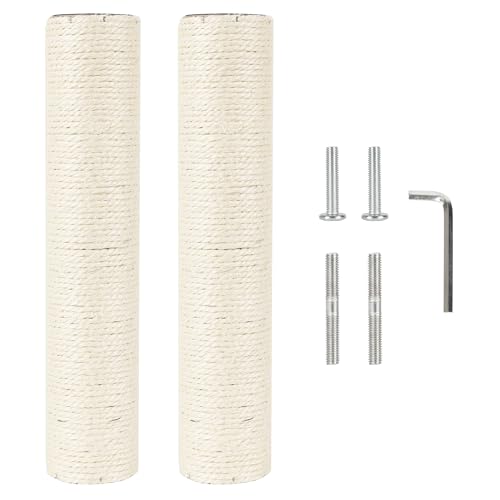 2.9in 7.4cm Diameter Cat Tree Replacement Post Sisal Scratching Pole Parts (M8, 35cm/13.8in) - color: 35cm/13.8in*2poles, size: M8