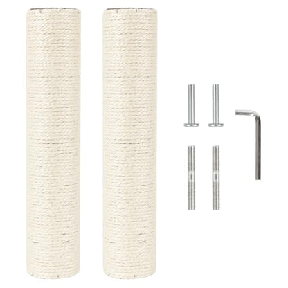 2.9in 7.4cm Diameter Cat Tree Replacement Post Sisal Scratching Pole Parts (M8, 35cm/13.8in) - color: 35cm/13.8in*2poles, size: M8