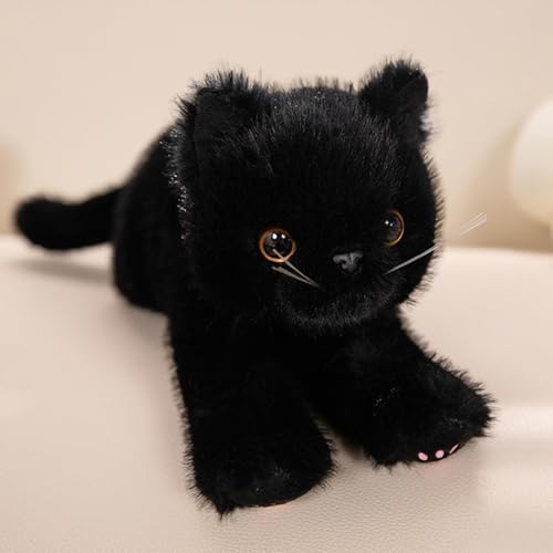 PEACH CAT Cat Stuffed Animal 12" Realistic Kitten Plushies Soft Plush Toys Gifts for Kids Black - style: 12" Black Cat