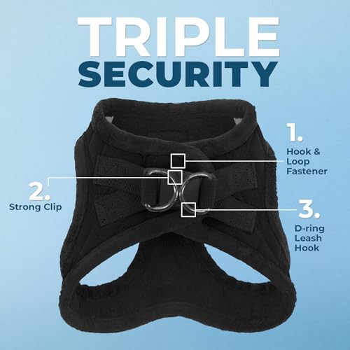 Best Pet Supplies Voyager Step-in Plush Dog Harness - Soft, Step in Vest Harness and Reflective Dog 5 ft Leash Combo with Neoprene Handle for Small and Medium Dogs, Black Plush, XS - color: Harness Leash Set (Black Plush), size: XS (Chest: 13 - 14.5")