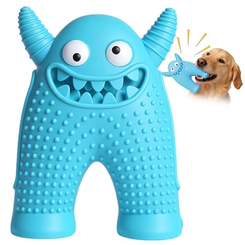 Dog Chew Toys Floating Squeaky Toy for Puppy Toothbrush Teething Cleaning Toys Outdoor Swimming Interactive Tough Toys for Small and Medium Dogs - color: Monster-blue