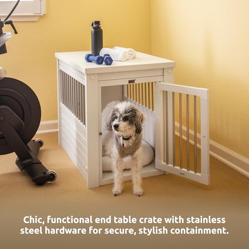 New Age Pet ecoFLEX Pet Crate/End Table, Medium, Antique White, Model:EHHC404M - color: Antique White, size: 29.5"L x 21.1"W x 25.2"H