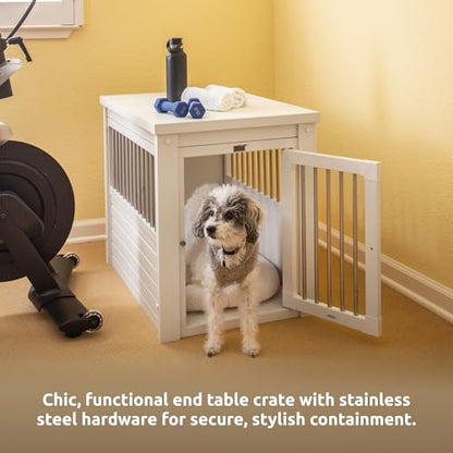 New Age Pet ecoFLEX Pet Crate/End Table, Medium, Antique White, Model:EHHC404M - color: Antique White, size: 29.5"L x 21.1"W x 25.2"H