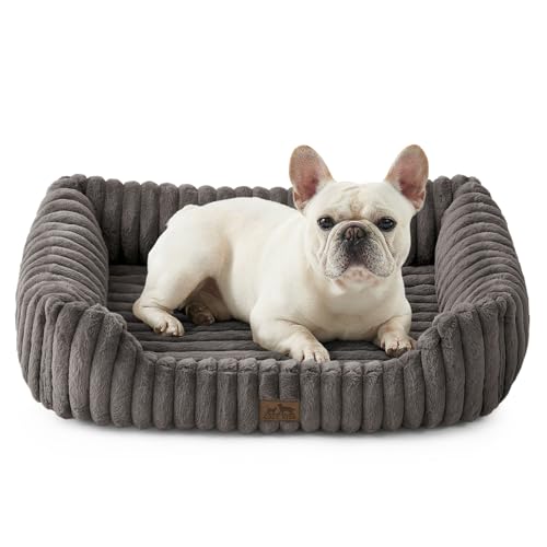 COZY KISS Orthopedic Pet Bed for Small Dogs & Cats - Washable Rectangle Pet Bed with Anti-Slip Bottom, Soft Calming Cat & Puppy Bed for Indoor Pets (30"x23"x7", Grey) - color: Grey, size: 30.0"L x 23.0"W x 7.0"Th
