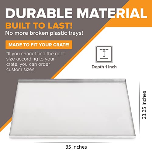 Pinnacle Systems (Galvanized, 35" L X 23.25" W X 1" Frisco Metal Replacement Crate Tray for Heavy Duty Single and Double Door Dog Crate Chew Proof Crack Proof Multipurpose Tray - size: 35" L X 23.25" W X 1"