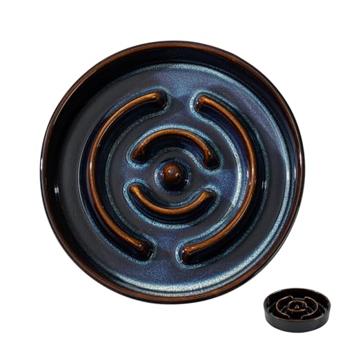 Havniva 1.2 Cup Slow Feeder Dog Bowls, 7.3” Ceramic Dog Slow Feeding Bowls for Small Dogs Puzzle Dog Food Bowls for Fast Eater, Pet Slow Feeding Dish Non-Slip & Anti-Choking - color: 1 x Starry Sky - A, size: M- 7.3inch / 1.2 Cups