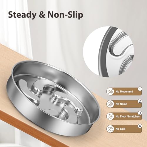 Slow Feeder Dog Bowl Stainless Steel, 2 Cups Heavy Duty with Non-Slip Base Dog Food Bowls for Small Medium Large Breed Size Dogs to Slow Down Eating