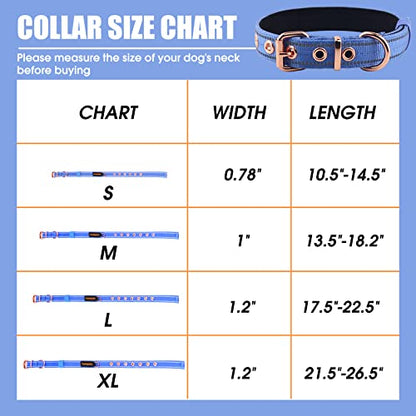 Neoprene Padded Dog Collar, Nylon Collar for Small to Large Dogs, Heavy Duty with Metal Buckle, Reflective(Small, Blue) - color: Blue, size: Small(Pack of 1)
