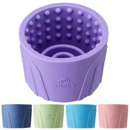 Dog Slow Feeder Lick Bowl, Anxiety Relief Dog Licking Mat Treat Dispenser, Non-Slip Anti-Choking Slow Eating Lick Bowl for Small Medium and Large Breed Dogs, BPA Free Silicone(Purple,S) - color: Purple, size: S