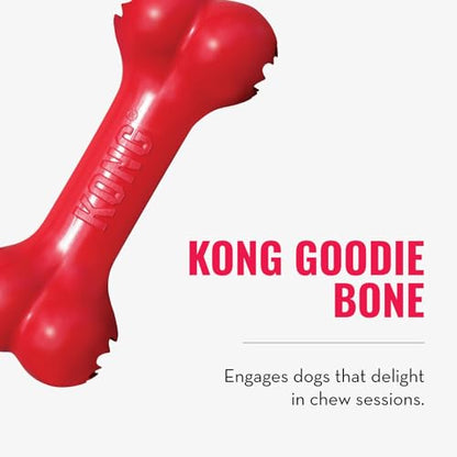 KONG Goodie Bone & Flyer - Dog Toys to Enrich Playtime - Dog Bone & Soft Throwing Disc Support Mental Engagement - Rubber Bone for Treats - Rubber Flying Disc with Dynamic Rebound - for Medium Dogs - size: Medium