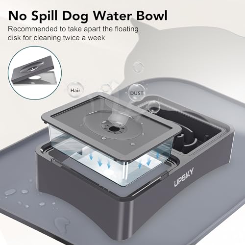 UPSKY 3-in-1 Elevated Dog Bowls with Mat, Large 24 x 16 Inches, 4 Height Adjustable Stand with Slow Feeder, Stainless Steel Bowl for Small to Medium Dogs, Grey - color: N-3 in 1 with Mat (Grey)