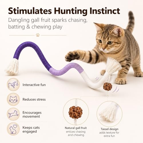 3 PCS Cat Chew Toys Rope Set, 27.56" Natural Sisal & Cotton Rope Cat Toys with Catnip, Pet-Friendly Teething & Oral Care Toys for Indoor Cats and Kittens
