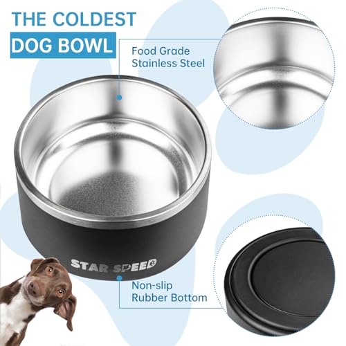 Stainless Steel Dog Bowl - Extra Large, Drop Resistant, Keeps Cold, Fits Different Size Big Dog Food Bowls (100oz, Black) - color: Black, size: 100oz