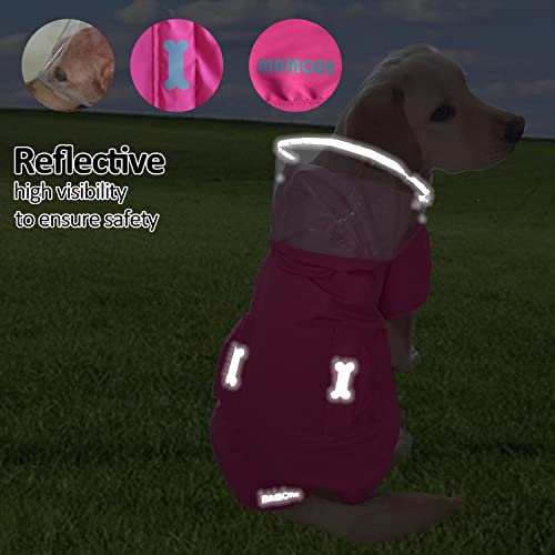 Waterproof Dog Raincoat, Adjustable Reflective Lightweight Pet Rain Clothes with Poncho Hood (X-Small, Dark Pink) - color: Dark Pink, size: X-Small(4-9lb)