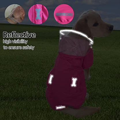 Waterproof Dog Raincoat, Adjustable Reflective Lightweight Pet Rain Clothes with Poncho Hood (Small, Dark Pink) - color: Dark Pink, size: Small(9-13lb)