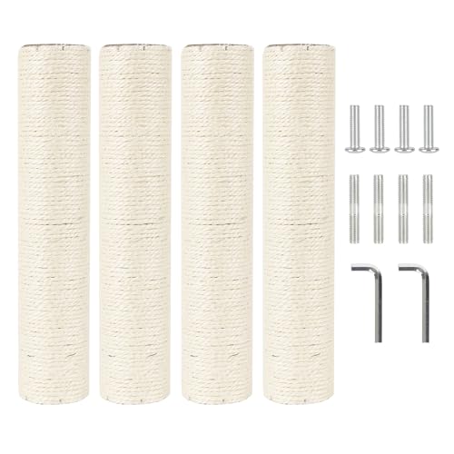 4 Pcs 2.9in 7.4cm Diameter Cat Tree Scratching Post Replacement Sisal Pole Parts (M10, 13.8in/35cm) - color: 13.8in/35cm, size: M10*4posts