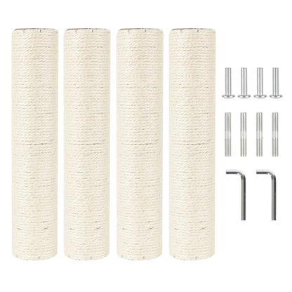 4 Pcs 2.9in 7.4cm Diameter Cat Tree Scratching Post Replacement Sisal Pole Parts (M10, 13.8in/35cm) - color: 13.8in/35cm, size: M10*4posts