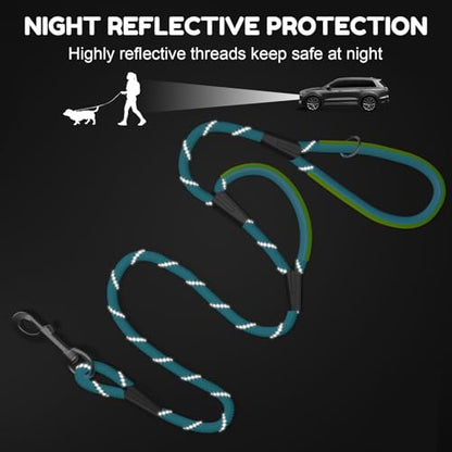 Dog Leash Heavy Duty 4/5/6ft XiaZ 2 Handles Dog Leashes for Medium Large Dogs 1/2 Inch 1000lb Strength Reflective PVC Waterproof-Handles Metal Hook Dual-Handle Rope Leash Nighttime Safety - color: BLue, size: 6FT (1/2")