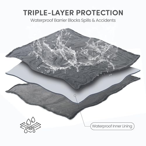 Waterproof Dog Blanket for Small Dog – Double Sided Washable Cat Puppy Blanket, Soft, Warm, Pet Throw Essentials, Grey M(40×28)"