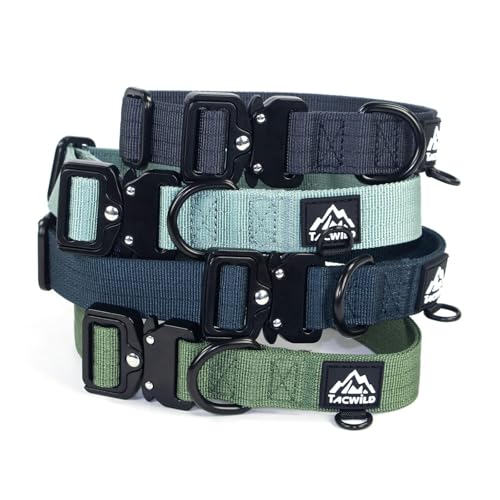 Dog Collar for Large Dogs - Adjustable, Chew Proof Nylon Collar with Metal Quick Release Buckle and D-Ring for Dog Tags (Dark Green, L) - color: Dark Green, size: L(1''Width, Fit 14''-20'')